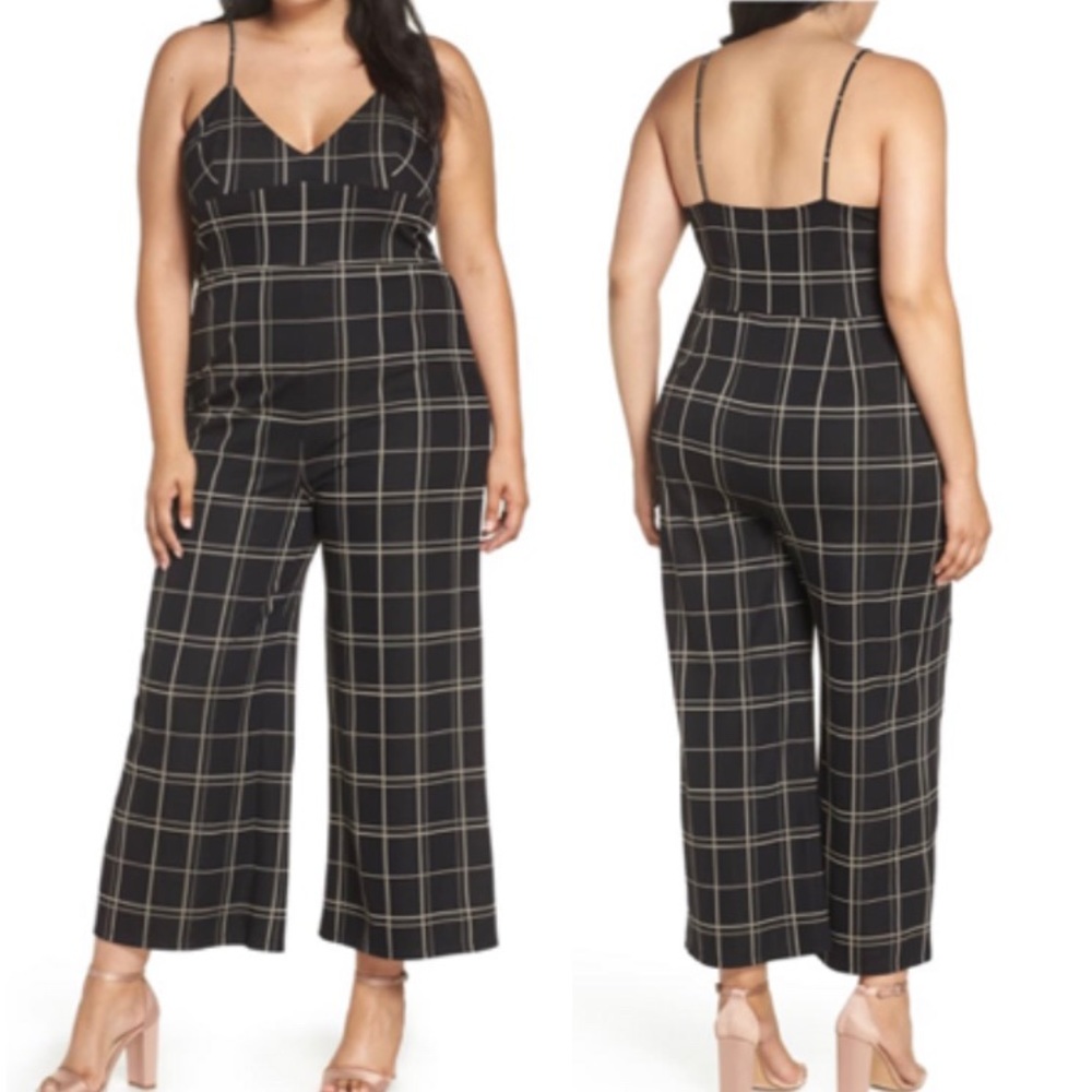 Nordstrom Leith NEW Glam Windowpane check Jumpsuit Romper